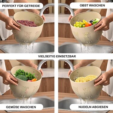 Металеве сито для пасти з дерев&39яною ручкою та стабільною основою, велике кухонне сито 22 см для пасти, овочів та фруктів, міцне кухонне сито (матовий пісочно-жовтий)