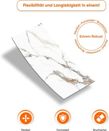 Стінові панелі IZODEKOR під мармур 60x120 см Фартух для кухні ПВХ-облицювання стін для кухні, ванної кімнати Бризкозахисний екран для кухні Водонепроникний та термостійкий (4 панелі, Едемський сад)