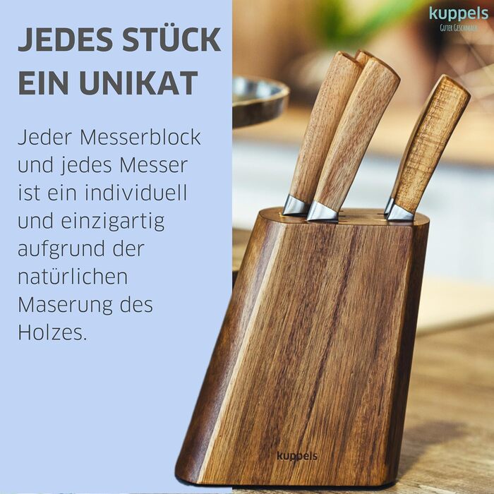 Набір ножів з дерев'яним блоком 5 предметів Kuppels