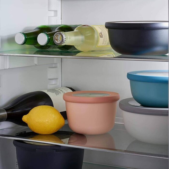 Круглый набор из 3 предметов - Банки для хранения с крышкой - Подходит в качестве ящика для хранения, холодильника, морозильной камеры и посуды для микроволновой печи - 350 мл, 750 мл и 1250 мл - (Nordic Green, набор 3 шт. (350, 750, 1250 мл))