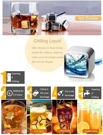 Набір металевих охолоджувальних каменів для віскі з нержавіючої сталі Ulalaza