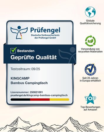 Складний бамбуковий стіл для кемпінгу 60 х 40 см KingCamp