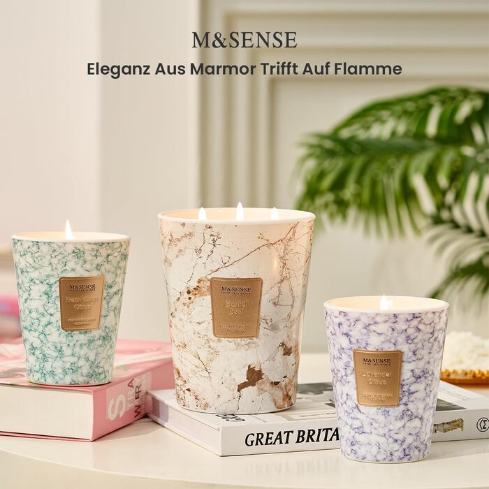 Ароматизована свічка M&SENSE велика Чорні ароматизовані свічки у склянці Ароматизована свічка з натурального соєвого воску Розслаблююча ароматерапія Подарунок для жінок та чоловіків, Різдво Час горіння 75 годин та 2 ґноти (Сантал, 990 г)