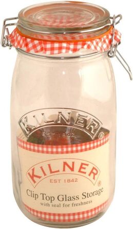 Стеклянная банка для хранения 1,5 л с зажимом Kilner