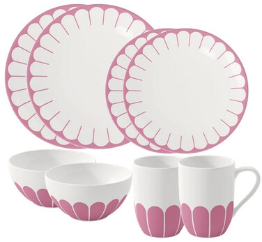 Набір столового посуду на 2 персони, 8 предметів, рожевий Fleur Villeroy & Boch