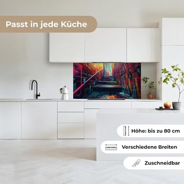 Кухонний фартух 60x80 см Самоклеючий настінний захисний екран для кухні Кухонний фартух Кухонні фасади Кухонні фартухи Кухонна стіна Вода - Пейзаж - (Архітектура - Неонова, 80 x 150 см)