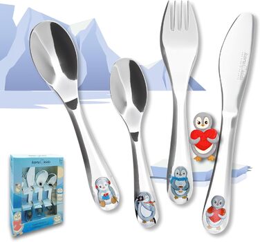 Детские столовые приборы Пингвин, набор 4 предмета Koru Kids