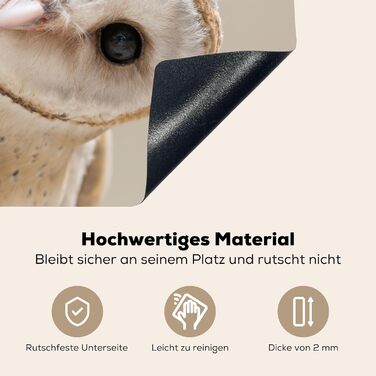 Фартух для плити, кухонний фартух, вініл, 78x52 см, декор для кухні, облицювання стіни, кришка для плити - сіро-чорна (сипуха - тварина, 78Д x 78Ш см)