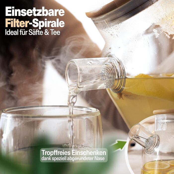 Чайник скляний з ситечком та підставкою для підігріву 1,6 л CLIDOR