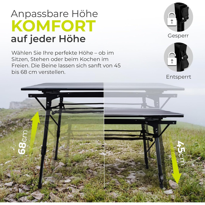 Складний багатофункціональний стіл для кемпінгу 90 х 51 см Werkfox