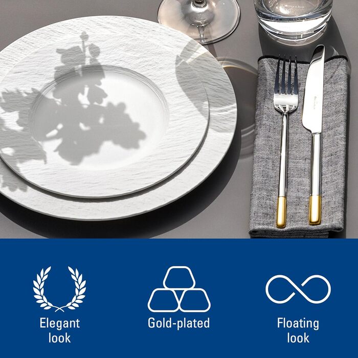 Набір столових приборів на 12 персон, 70 предметів, часткова позолота Ella Villeroy & Boch