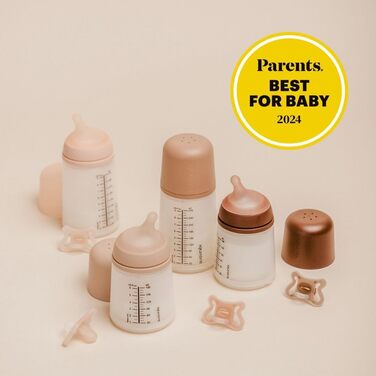 Силіконова дитяча пляшечка Zero Zero Anti-Colic Slow Flow (S), 0 місяців, пляшечка для новонароджених, сумісна з грудним вигодовуванням, 180 мл (180 мл - Adaptive Flow (A) пустушка Zero Zero, середня)