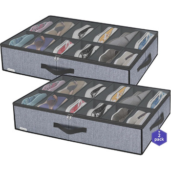 Коробка для хранения обуви с прозрачной крышкой 2шт. homyfort