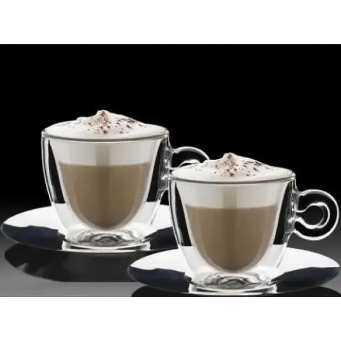 Набор для капучино 2 чашки 0,165 л с блюдцами, 4 предмета, Thermic Glass Luigi Bormioli