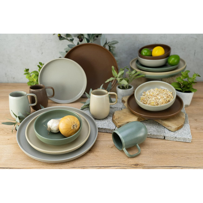 Серия Uno набор посуды из 16 предметов, комбинированный сервиз из керамогранита (Natural, комбинированный сервиз 16 предметов), 22978