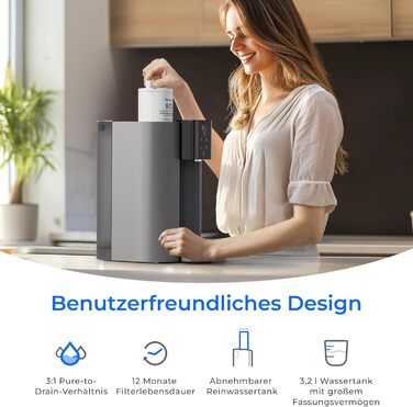 Настільна система зворотного осмосу CoreRO з функцією миттєвого нагрівання води WD-C1H Waterdrop