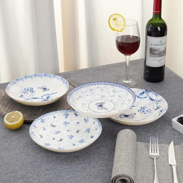 Набор з 4 тарілок 20 см Blue Butterfly fanquare