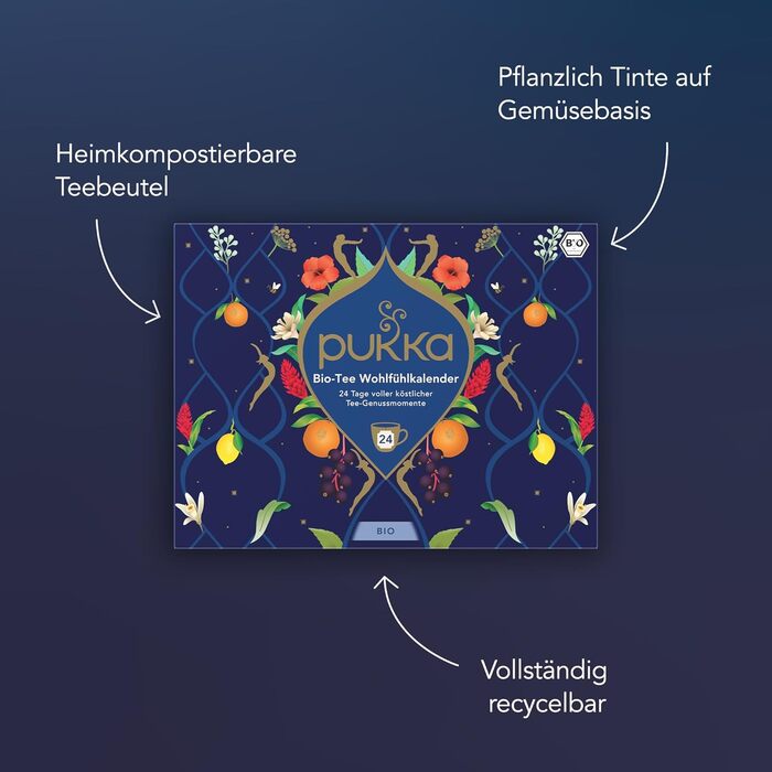 Адвент-календарь 2025, 24 чайных пакетика 12 видов чая Pukka