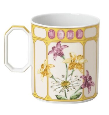 Кружка с ручкой 0,39 л Птичка в желтой рамке, IDYLLIA Swarovski x Rosenthal