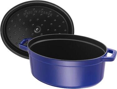 Чавунна жаровня/кокот STAUB, овальна 6,7 л, (29 см, темно-синя)