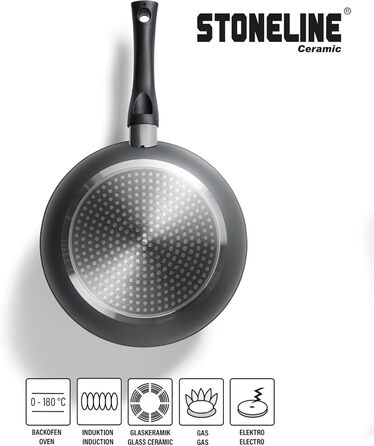 Набір керамічних горщиків STONELINE з 6 предметів, 18/20/24 см, з кришкою, антипригарний, без PFAS, для індукційних плит усіх типів з керамічним покриттям та справжніми кам&39яними частинками, набір посуду (сірий, 16 предметів)
