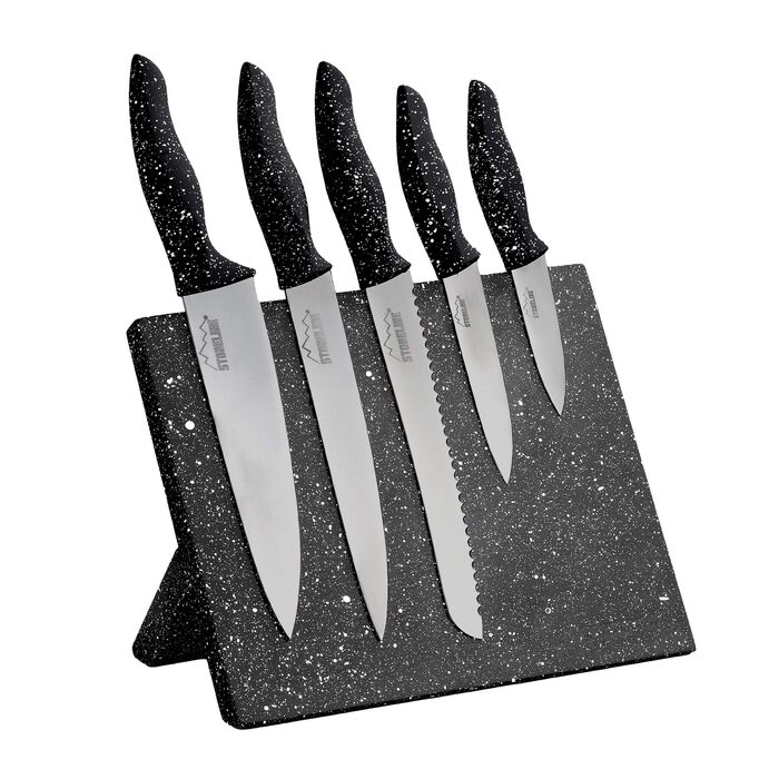 Магнитный ножевой блок с набором из 5 ножей STONELINE