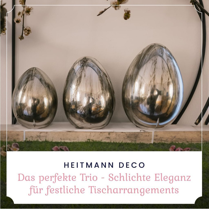 Набір декоративних фігурок Heitmann керамічна пасхальна прикраса під порцеляну, для встановлення, біла, приблизно 12,5 x 10,5 x 8 см (яйця - сріблясті матові)