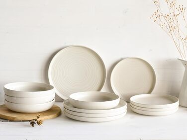 Серия Uno набор посуды из 16 предметов, комбинированный сервиз из керамогранита (Lava Stone Offwhite, столовый сервиз из 12 предметов), 22978