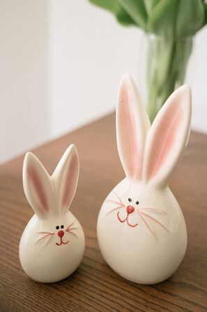 Набір декоративних елементів Heitmann керамічна пасхальна прикраса з порцеляновим ефектом, для встановлення, біла, приблизно 12,5 x 10,5 x 8 см (білий зайчик)