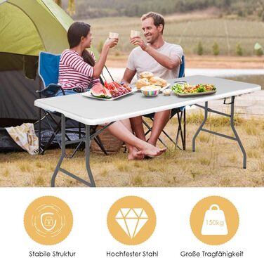 Складной кемпинговый стол 182 х 75 х 74,5 см RELAX4LIFE