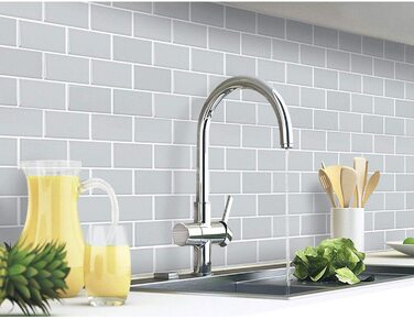 Штук 3D наклейки на плитку для ванної кімнати кухні, клейка вінілова плитка, самоклеюча плівка для плитки, стінові панелі, ПВХ, плитка Metro, самоклеючий декор плитки 30x30, декор настінної плитки (1, світло-зелений)