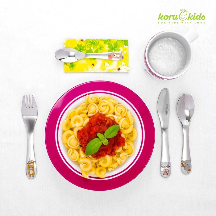 Детские столовые приборы Зверушки, набор 4 предмета Koru Kids