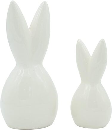 Набір декоративних елементів Heitmann керамічна пасхальна прикраса з порцеляновим ефектом, для встановлення, біла, приблизно 12,5 x 10,5 x 8 см (білий зайчик)