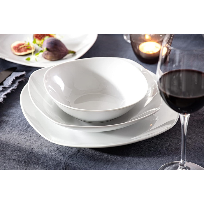 ПЕВЕЦ Белый столовый сервиз Bilgola, набор фарфоровой посуды из 30 предметов на 6 персон, набор тарелок округлого дизайна, обеденная тарелка (миски для хлопьев 6 шт.)