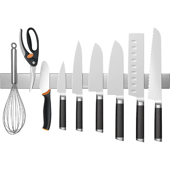 Тримач для ножів магнітний включає стрічку (3М) і гвинтове кріплення - ножовий блок Магнітний тримач ножів Ножовий блок чорний (сріблястий), 40