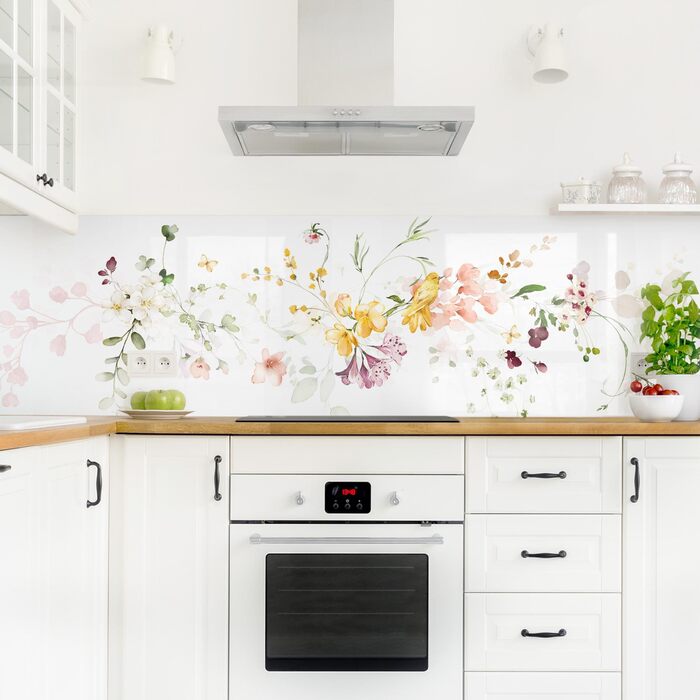 Самоклеючий кухонний фартух з квітами 140 x 40 см micasia