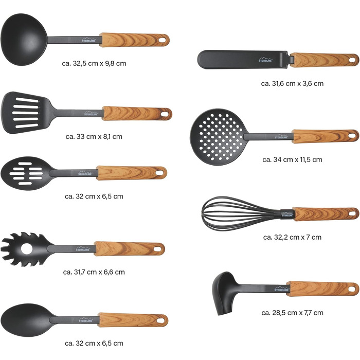 Набір кухонного начиння Back to Nature, імітація дерева, 9 предметів STONELINE