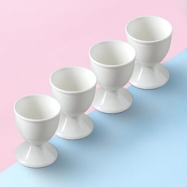 Керамічні чашки для яєць Cinf у горошок, великодній подарунковий набір із 4 порцелянових підставок для сніданку, міцні, легко миються, багаторазові, великодній подарунок (білий)