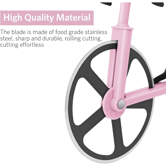 Резак для пиццы в виде велосипедиста с подставкой, розовый KUONIIY