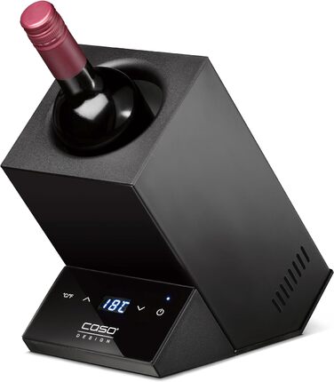 Дизайнерський винний охолоджувач для однієї пляшки, діапазон температур від 5 до 18C, для пляшок до 9 см Ø, сенсорне керування, корпус, малий (чорний)