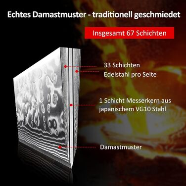 Набор кухонных ножей 3 предмета из дамасской стали PAUDIN