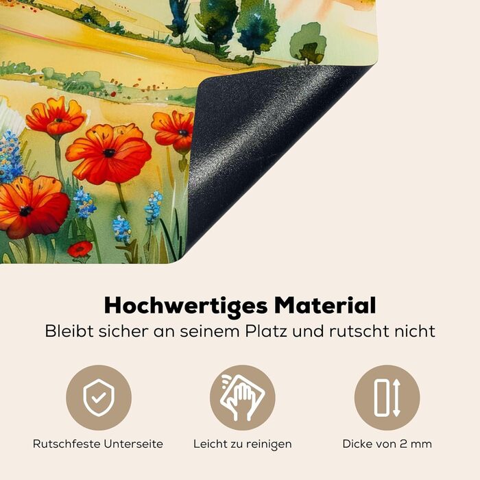 Фартух для плити, кухонний фартух, вініл, 78x52 см, декор для кухні, облицювання стіни, кришка для плити - сіро-чорна (квітковий пейзаж, 52,2Д x 80,2Ш см)