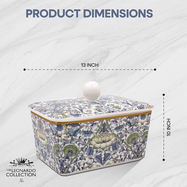 Маслянка з кришкою, китайська кераміка, з гарними акварельними мотивами, розроблена галереєю Дженніфер Роуз для Busy Bees (білий, колір слонової кістки або кремовий)