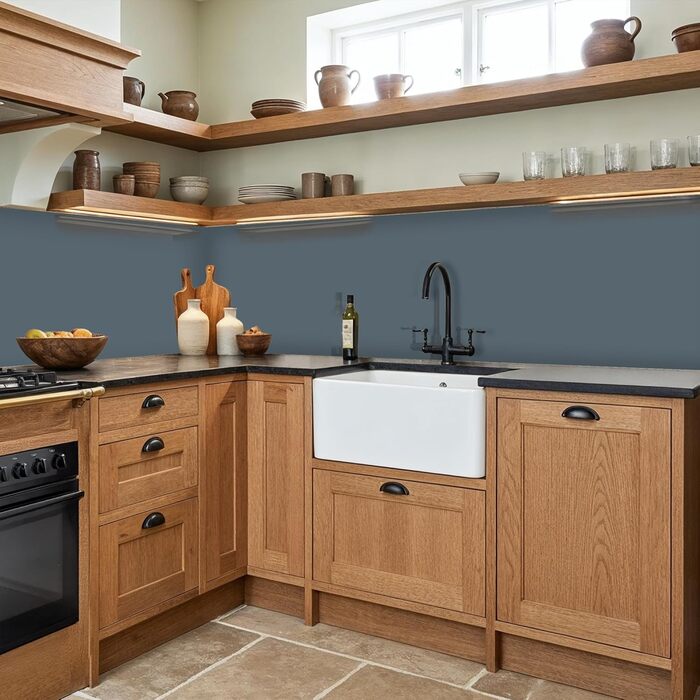 Кухонний фартух 60x250 см, самоклеючий фартух, кухонний фартух, кухонний фасад, самоклеючі кухонні фартухи - Осінь (кольори - Синій, 80 x 500 см)