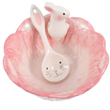 Набір мисок у формі кролика з ложкою рожевий BOSUGE