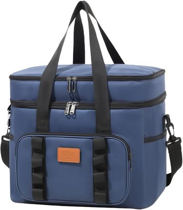 Водонепроникна термосумка для пікніка для кемпінгу, походів на пляж, регульований ремінь, містке відділення-холодильник, конструкція для зберігання, ізольовані продукти для використання на свіжому повітрі (синя)