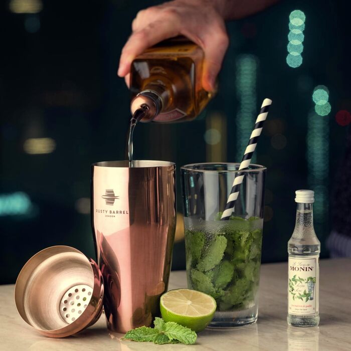 Набір для приготування коктейлів рожеве золото Rusty Barrel