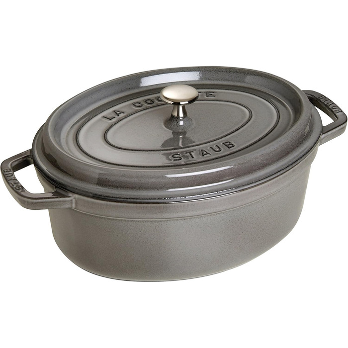 Чавунна жаровня/кокот STAUB, овальна 6,7 л, (23 см, графітово-сіра)