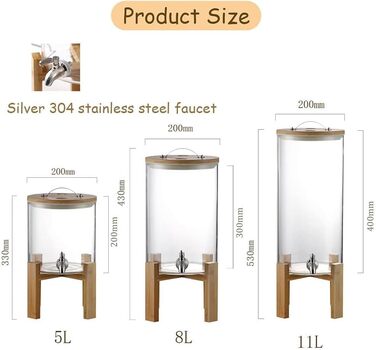 Диспенсер для напоїв скляний з краном 5 л Generisch