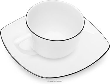 Набор посуды konsimo Combi на 12 персон Набор тарелок CARLINA Modern 36 предметов Столовый сервиз - Сервиз и наборы посуды - Комбинированный сервиз 12 персон - Сервиз для семьи - Посуда Столовая посуда (Ø8,5см/20cl 14x14см, черные края)